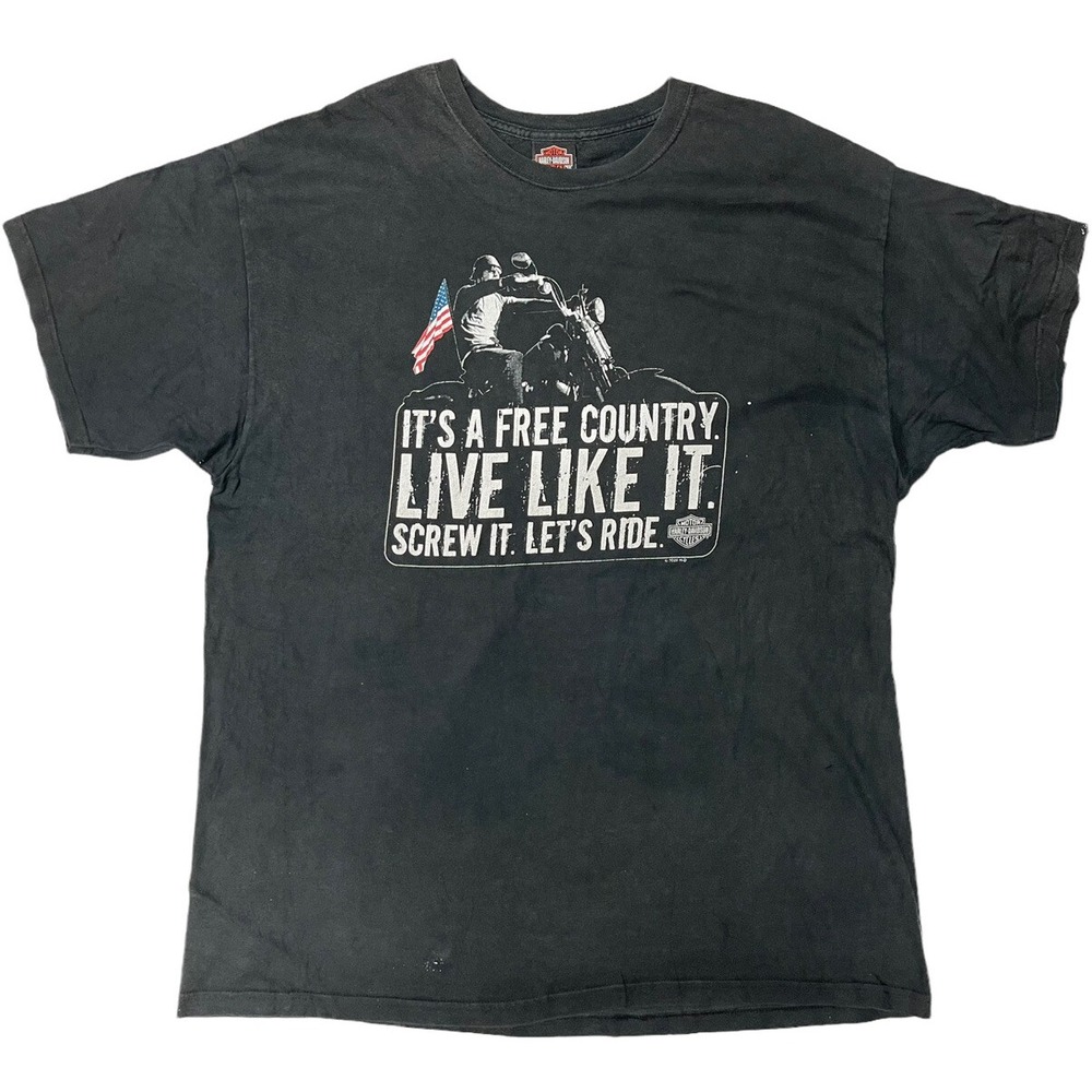 Harley-Davidson Live Like It Patriotic Flag Graphic T-Shirt Black Men's 2XL